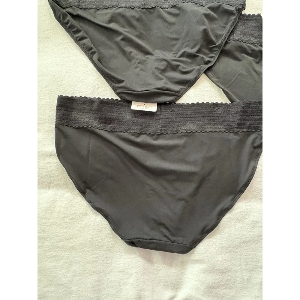 NEW Warners No Pinching No Problems Lace Bikini 5509 Black 3 Pair Size 3Xlarge